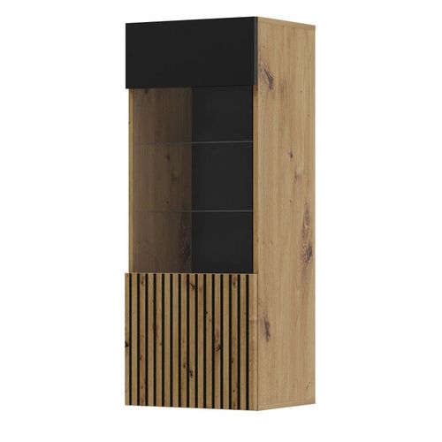 Vitrine Suspendue En Bois "Auris 1d" - Noir Mat - H 115 Cm