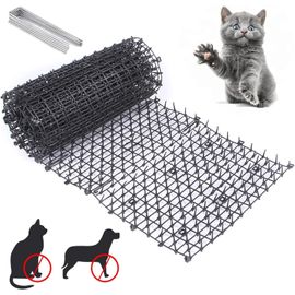 Un Rouleau De 200*30cm De Tapis Répulsifs Pour Chats Avec 8 Ancrages Au Sol En Forme De U, Des Tapis Répulsifs Pour Chiens Et Chats Mobiles, Naturels Et Écologiques Pour Les Jardins, Les Clôtures Et L