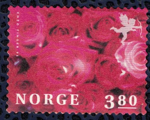Norvège 1998 Used Sans Gomme Roses Saint Valentin Enzo Finger Designer Su