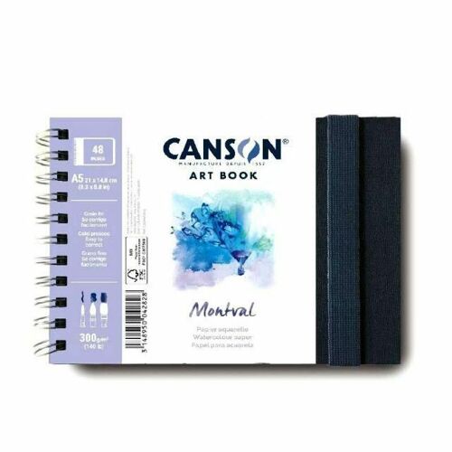 Canson Montval Art Book (300g/M2, 48 Feuilles) A5 Avec Bague D'anneau, Papiers D'aquarelle, Dessins, Besoins D'art