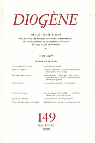 Diogène N° 149 - Propos Sur Le Temps