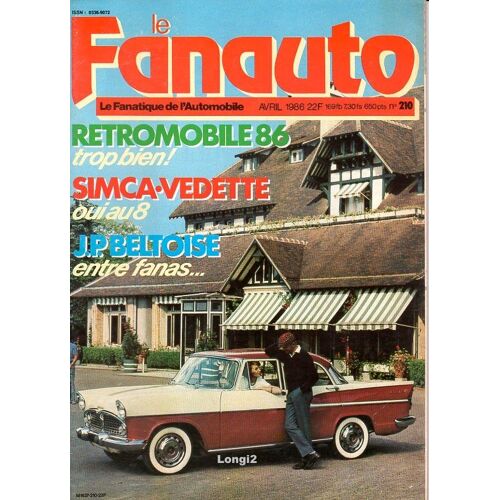 Fanauto N°210 Avril 1986-Retromobile-Maserati-Taxi-Chevrolet-Simca-Beltoise-Modélisme-Cckwx353-Etc