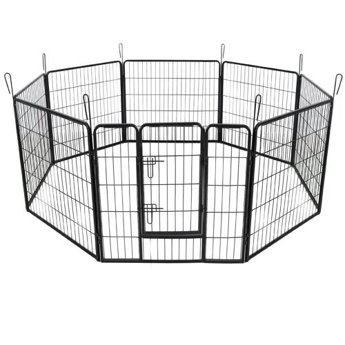 Parc Enclos Cage Pour Chiens Chiots Animaux De Compagnie 163 X 163cm Noir Helloshop26 3712021