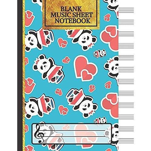 Blank Music Sheet Notebook: Cute Panda In Skirt With Hearts Songwriting Journal: Lined/Ruled Paper And Staff (12 Staves) Manuscript Paper For Notes, Lyrics And Music. For Musicians, Music Lovers & Stu