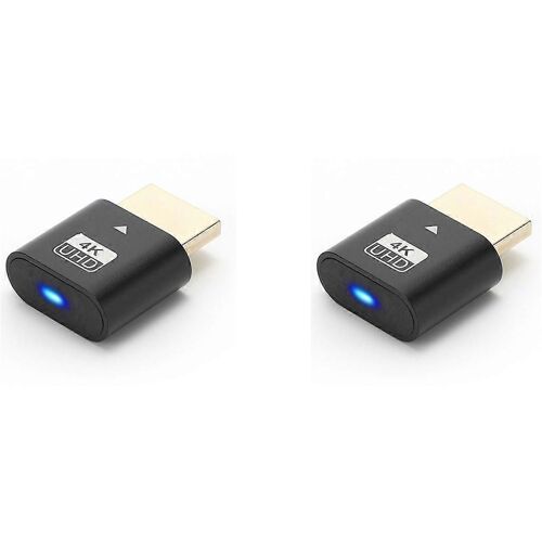 2X - Compatible 4K Dummy Plug avec lumière LED pour cartes graphiques, ordinateur de bureau/ordinateur portable Vistual Display Adap