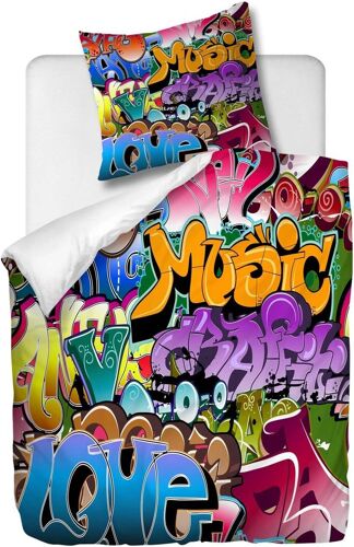 Parure De Lit Pi¿¿Ces Avec Housse De Couette Et Taie D'oreiller,Art Du Graffiti, X Cm / X Cm X ,Multi