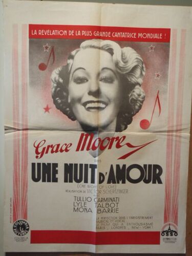 Une Nuit D'amour/ One Night Of Love - 1934 - Affiche Originale Pliée 60 X 80 - Grace Moore - Opera