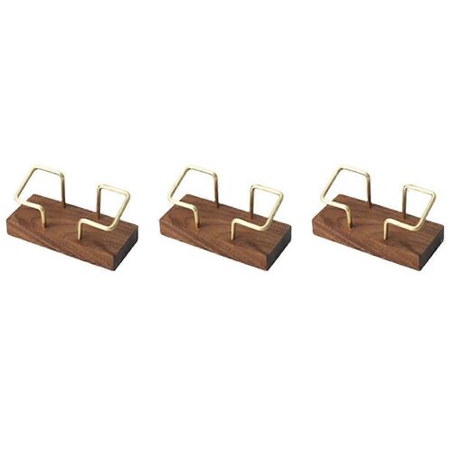 3x Noyer En Laiton Porte-Cartes De Visite En Bois Porte-Cartes De Visite En Métal Porte-Cartes De Visite Solide Woo