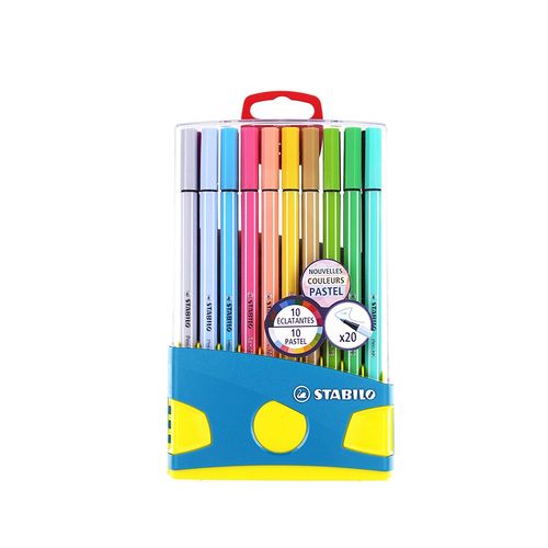 Stabilo Colorparade X 20 Feutres De Coloriage Pen 68 Pack Turquoise Assortis Dont 10 Pastel