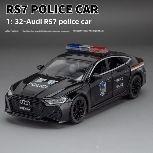 Modèle De Voiture En Alliage De Chine Meijie 1:32 Rs7 Voiture De Police Avec Lumière Et Musique Jouet De Collection En Noir C351