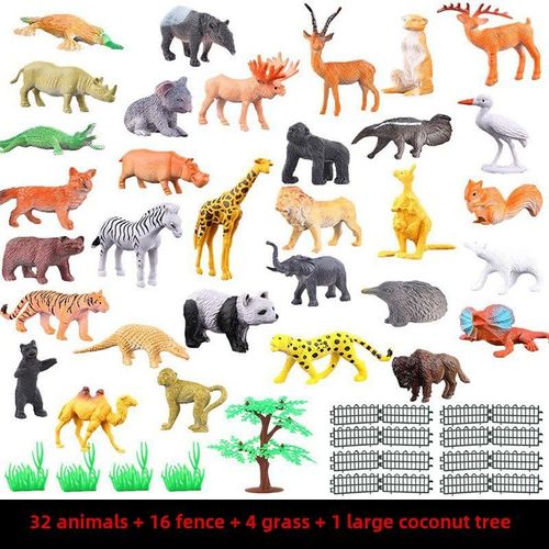 Modèle D'animaux De Dessin Animé Pour Enfants Ensemble De 53 Pièces De Animaux Marins Et Terrestres Dinosaures Farm Animals Jouets Éducatifs Précoces Couleur Animal Set