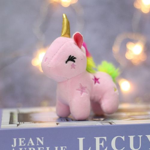 Jouet En Peluche Mignon De Petite Chevre De Licorne Populaire Sur Internet Collier De Clés De Sac En Peluche Rose De Taille Moyenne Environ 12 Cm
