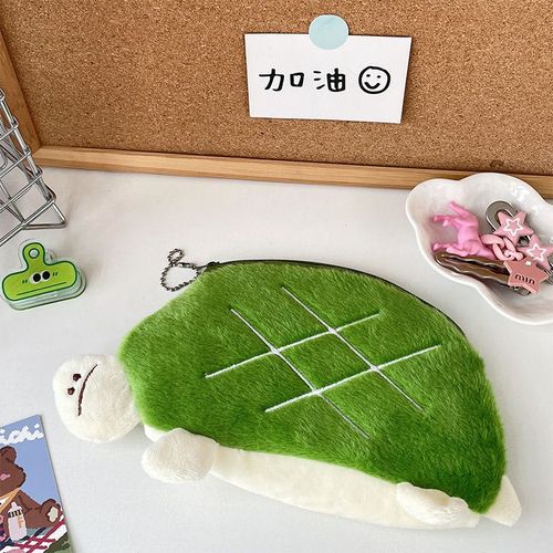 Sac De Rangement Mignon Pour Stylo Et Casque En Peluche Motif De Petit Tortue Créatif Bicolore Pour Enfants Hauteur Environ 10cm
