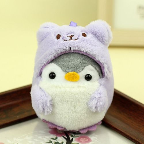 Poupée En Peluche Mignonne Et Transformable Du Style Japonais Poupée D'oiseau En Forme De Pingouin Pour Décoration Et Collection Couleur Violet Clair Taille 9 Cm Environ