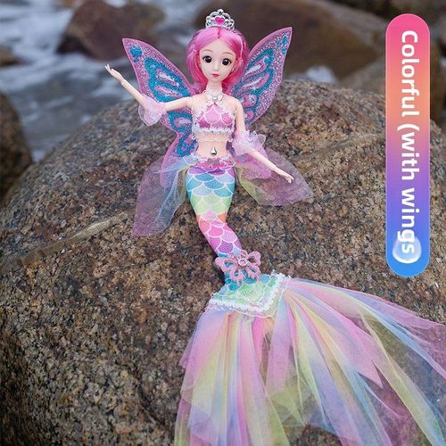 Poupée De Princesse Sirène En Plastique Pour Filles Grande Taille Avec Ailes Et Musique Cadeau Pour La Fête Des Enfants Livraison En Gros Couleur Brillante Et Colorée