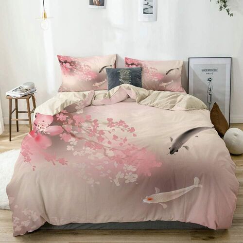 Beige Parure De Lit£¬Sakura Blossom Au Japon Avec Une Cr¿¿Ature Sacr¿¿E Culture Asiatique Lovely Nature Orient, Housse De Couette Xcm+ Taies D'or