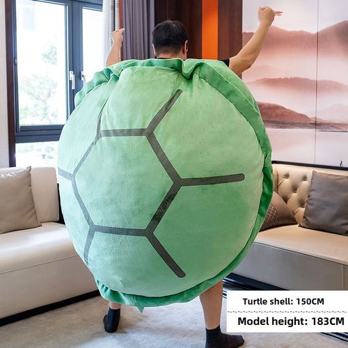 Jouet En Peluche De Grand Tortue Noire Très Populaire Sur Internet Avec Coque De Tortue Wearable Et Oreiller En Velours Épais Pour Homme Et Femme