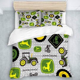 Parure De Lit Adulte,Housse De Couette,Tracteur Agricole,Multicolore, Housse De Couette X Cm + Taies D'oreillers X Cm