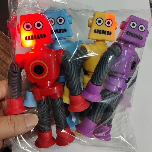 Jouet De Détente Robot Multifonctionnel Avec Ventouse Pour Soulager Le Stress Et L'anxiété Longue Col En Forme De Cerf Rétractable Ensemble De Quatre Couleurs Lumineuses