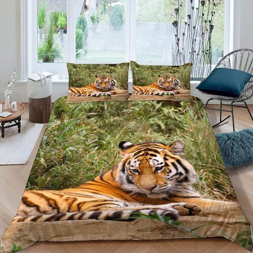 Housse De Couette X Tigre De Sib¿¿Rie Animal De La Jungle Parure De Lit Personnes Adulte Impression D Motif Ultra Doux Microfibre Literie Avec Fermetu