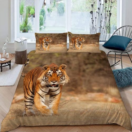Parure De Lit Pi¿¿Ces Tigre Indien Faune Housse De Couette X Enfant Personne D Motif Avec Fermeture ¿¿Clair Hypoallergique Microfibre Avec Taies D'oreiller X Cm