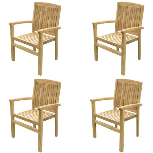Lot De 4 Fauteuils Empilables Audia En Teck Premium