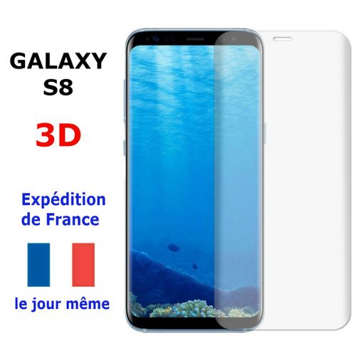 VERRE Trempé Samsung GALAXY S8 TRANSPARENT Vitre Protection Ecran Intégrale 3D - Film Total