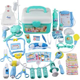 Jouet De Médecin Simulé De Série Cheval Bleu Pour Enfants Kit De Boîte Médicale Pour Étudiantes Accessoire De Jeu De Role De Médecin