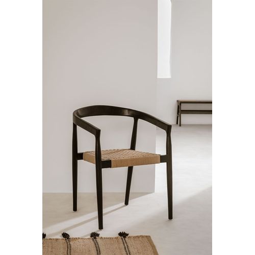 Lot De 4 Chaises De Salle À Manger En Bois De Teck Visby Design Noir Uni