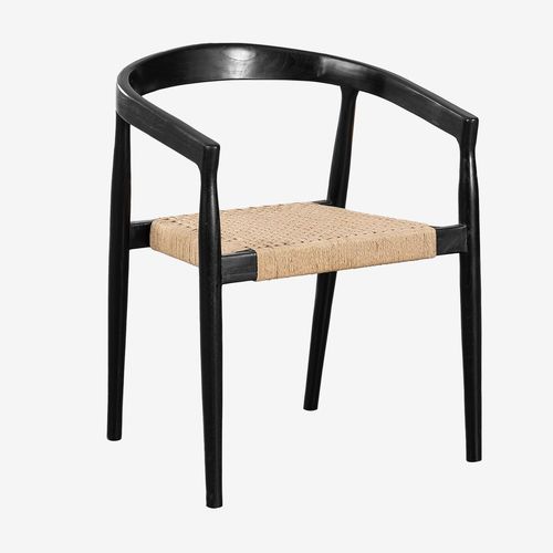 Lot De 2 Chaises De Salle À Manger En Bois De Teck Visby Design Noir Uni