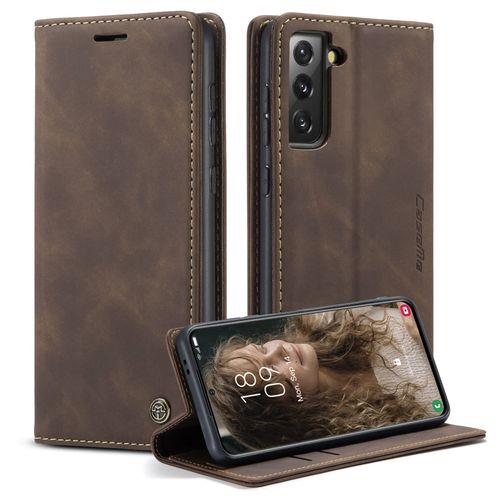 Caseme Coque Pour Samsung Galaxy S21 5g Housse En Cuir Premium Pu Pochette Portefeuille Magnétique Etui De Protection Pour Samsung Galaxy S21 5g (6.2 Pouce) - Café