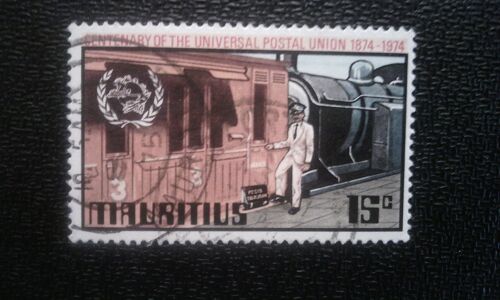 Timbre Mauritius ( Yt 399 ) 1974 Train Postal Et Emblème De L'upu