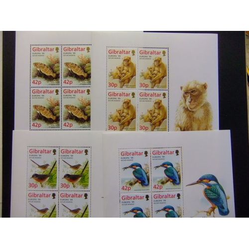 Gibraltar 1999 Europe Cept Yvert 853/56 ** Mnh Oiseaux Poissons Monos //Aa