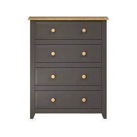 Commode 4 Tiroirs 83,5x43,5x104,5 Cm En Pin Gris Foncé - Vinuz