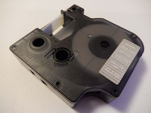 vhbw Ruban compatible avec Dymo 1000, 1000+, 2000, 3500, 4500, 5000, 5500 imprimante d'étiquettes 12mm Blanc sur Transparent