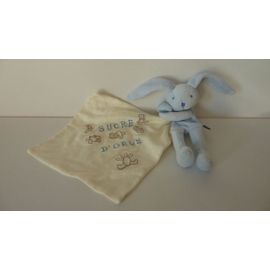 Doudou Lapin Mouchoir Plat Comme Neuf Sucre D'orge