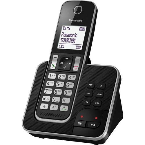 Panasonic KX-TGD320 - Téléphone sans fil - système de répondeur avec ID d'appelant/appel en instance - DECT\GAP - (conférence) à trois capacité d'appel - noir, argent