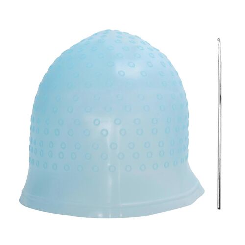 Coiffon De Glaçage De Coloration De Coloration De Cheveux De Salon Réutilisable Avec Crochet En Métal Bleu