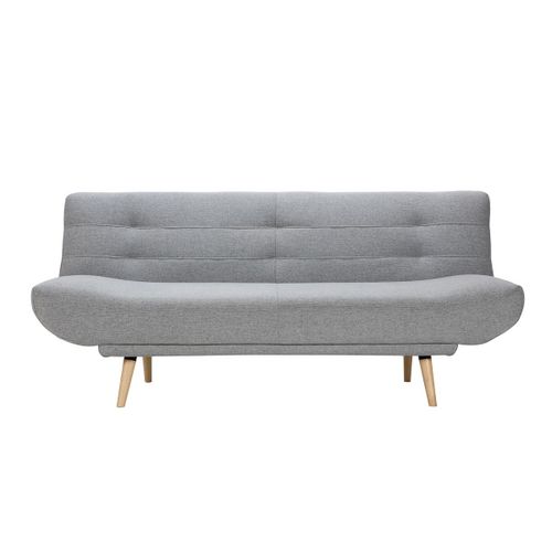Canapé Scandinave Convertible 2 Places Tissu Gris Clair Et Bois Faguo