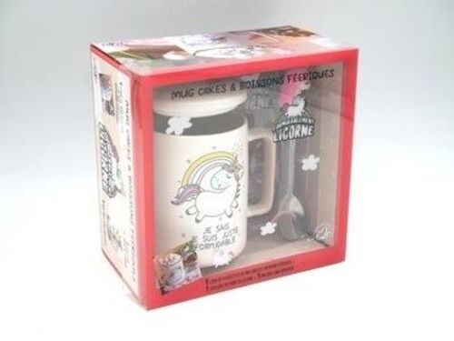 Formidablement Licorne - Mug Cakes & Boissons Féériques - Coffret Avec 1 Cuillère En Forme De Licorne, 1 Mug Avec Son Couvercle