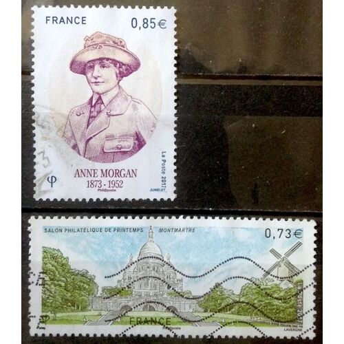 Anne Morgan 0,85€ (N° 5123) + Salon Philatélique De Printemps - Montmartre 0,73€ (N° 5124) Obl - France Année 2017 - Brn83 - N28571