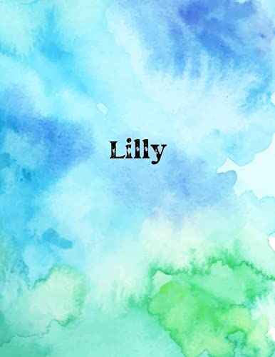 Lilly: Cover Style Water Color - Personalized Name Notebook | Wide Ruled Paper Notebook Journal |Birthday Gift Notebook | For Teens Kids Students Girls| For Home School College | 8.5x11 Inch 160 Pages