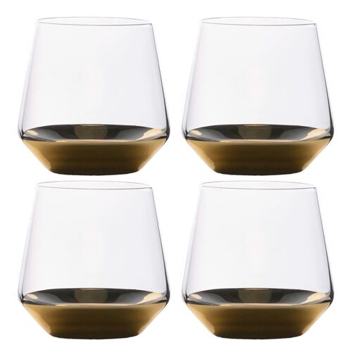 Intirilife 4x Verre À Boire Avec Fond Doré - Capacité 350 Ml - Eau Jus De Fruits Verre Cristal Gobelet Antichoc