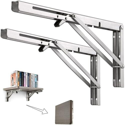 Support D'étagère Mural Avec Vis, 2 Pièces, Support De Table Pliante, Cadre Fixe, Support D'angle En Acier, Raccords De Meubles