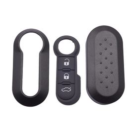 Xinyuexin-Coque De Clé De Voiture À Distance À 3 Boutons,Étui En Plastique De Remplacement,Coussretours De Bouton En Caoutchouc,Fiat 500 Krasnopunto Bravo - Type Black