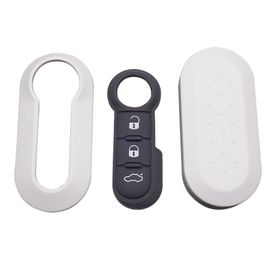 Blanc - Coque De Clé Télécommande À 3 Boutons En Caoutchouc, Étui De Remplacement Pour Clé De Voiture Fiat 500 Panda Punto Bravo