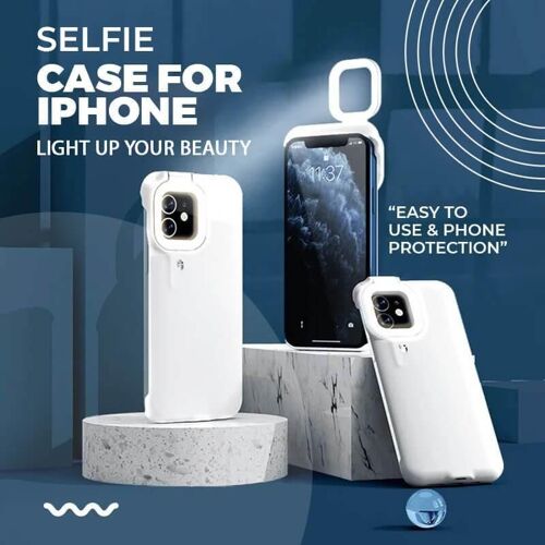 Étui De Téléphone Portable Avec Éclairage Annulaire Et Lampe De Poche Pour Selfie, Compatible Iphone 12 11 Pro Max 6 7 8 Plus X X