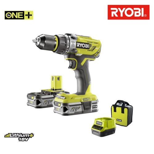 Perceuse-visseuse à percussion RYOBI 18V OnePlus - 2 batteries LithiumPlus 2.5Ah - chargeur rapide 2.0Ah R18PD31-225S