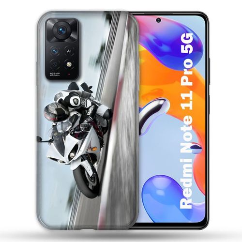 Coque Pour Xiaomi Redmi Note 11 Pro / 11 Pro 5g Moto Course Gp Blanche