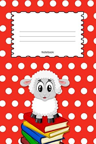 Notebook: Lamb Red Polka Dot Cover | Wide Ruled Line Paper For Children | Kindergarten | Preschool | Key Stage 1 & 2 | 120 Pages | Softcover